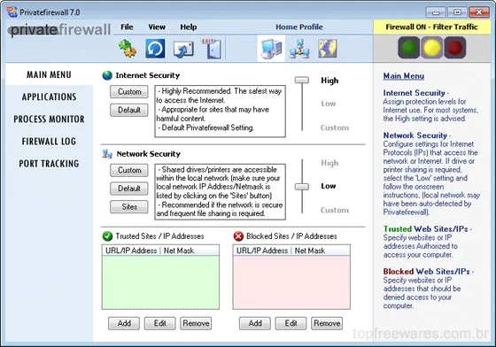 Firewall gratuito para Windows - Privatefirewall