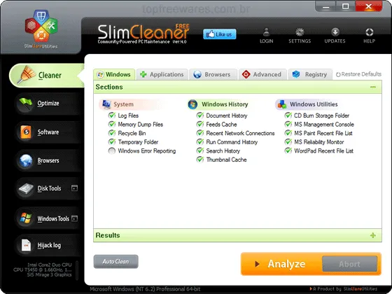Programa gratuito para limpar o PC - SlimCleaner