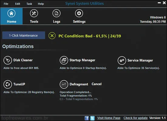 Programa gratuito para limpar o PC - Synei System Utilities