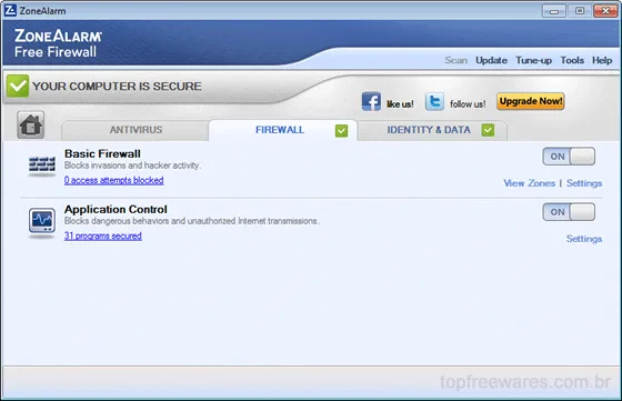 Firewall gratuito para Windows - ZoneAlarm Free Firewall