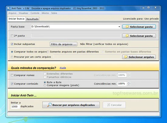 Programa para encontrar e deletar arquivos duplicados - Anti-Twin