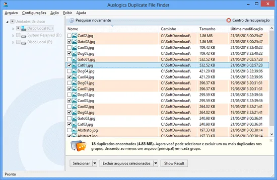 Programa para encontrar e deletar arquivos duplicados - Auslogics Duplicate File Finder