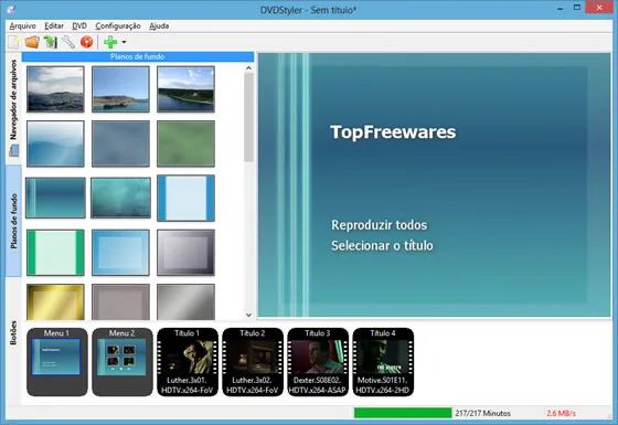 Programa gratuito para gravar filmes em DVD - DVDStyler