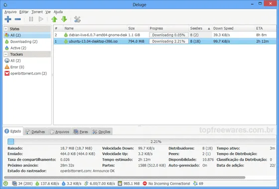 Top 5 clientes de torrent gratuitos - Deluge
