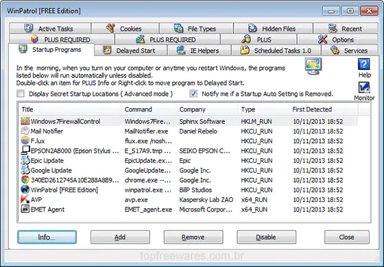 WinPatrol Programa para acelerar a inicialização do Windows - WinPatrol
