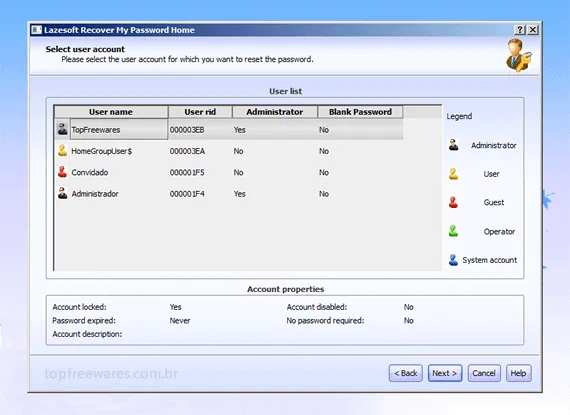 Programa para quebrar a senha do Windows - Lazesoft Recover My Password