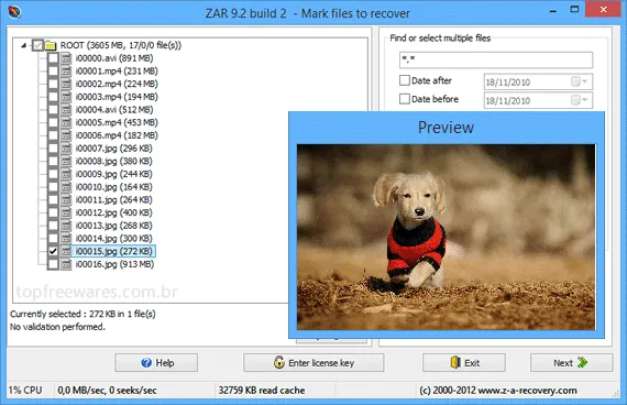 Programa para recuperar fotos deletadas - ZAR