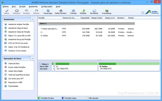 Programa para particionar o HD - AOMEI Partition Assistant Standard