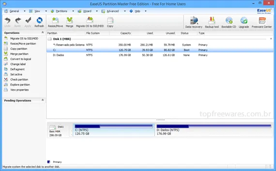 Programa para particionar o HD - EASEUS Partition Master Home Edition