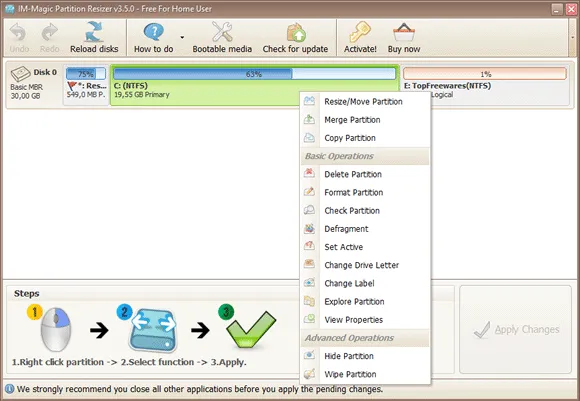 im magic partition resizer