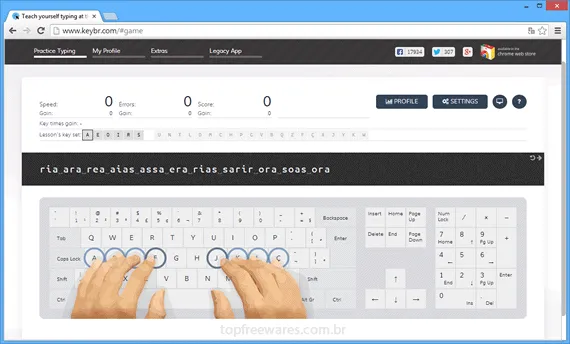 Curso de digitação online - KeyBr