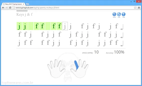 Curso de digitação online - Typing Club