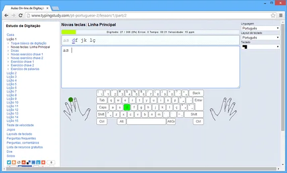 Curso de digitação online - Typing Study