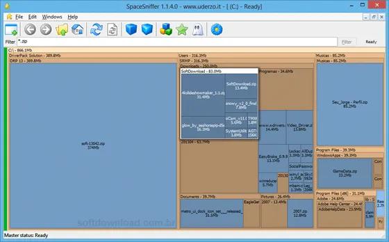 Programa para analisar o espaço em disco - SpaceSniffer