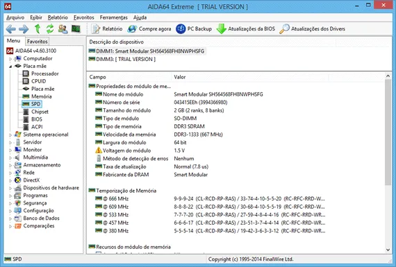 Programa para ver informações do hardware - AIDA64