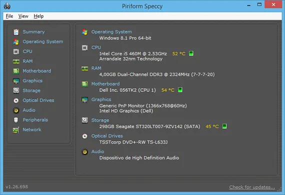 Programa para ver informações do hardware - Speccy