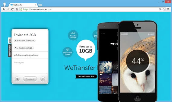 Enviar arquivos grandes por email - WeTransfer