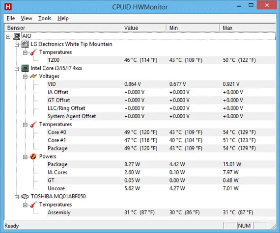HWMonitor Programa para moitorar a temperatua do PC - HWMonitor