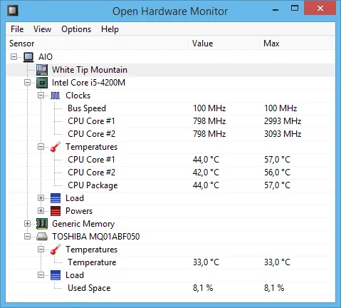 Open Hardware Monitor Programa para monitorar a temperatura do PC - Open Hardware Monitor