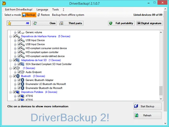 Programa para fazer o backup dos drivers - Driver Backup