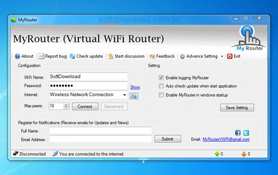 Programa para compartilhar a internet - My Router