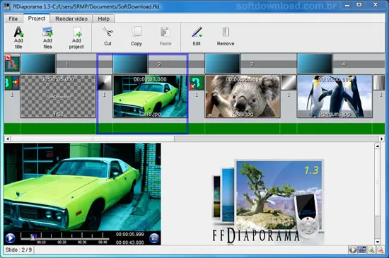 Programa para criar vídeos de apresentação de fotos - ffDiaporama