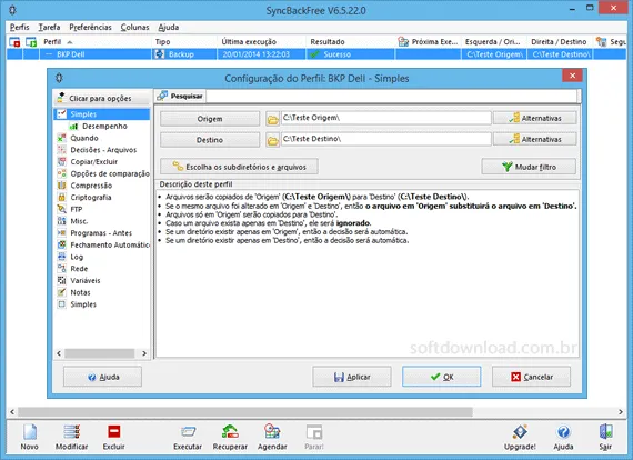 Top 5 programas gratuitos de backup de arquivos - SyncBack