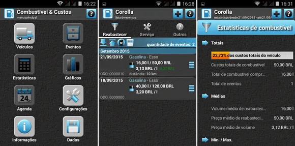 Combustível e Custos Top 5 aplicativos para gerenciar o seu carro - Combustível e Custos