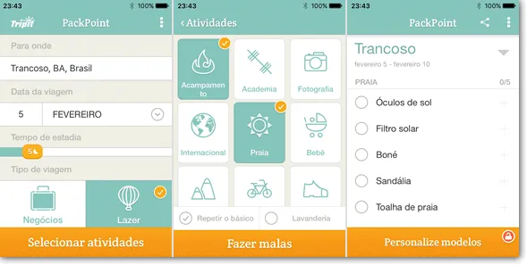 Aplicativo gratuito para viajantes - Pack Point