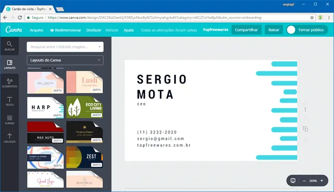 canva cartao visita