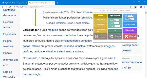alpha text chrome