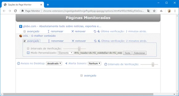 page monitor chrome