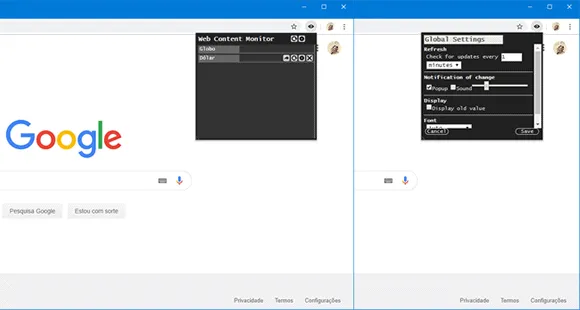 web content monitor chrome