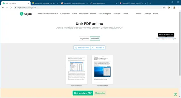 sejda mesclar pdf