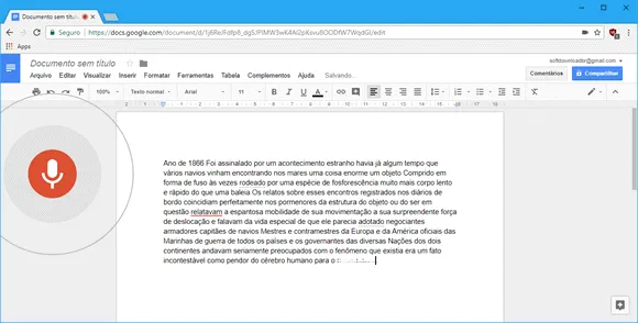 google docs transcricao