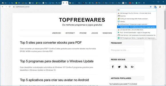 list opened tabs