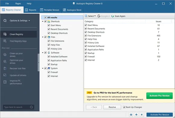 auslogics registry cleane
