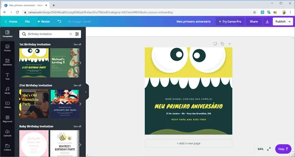 canva convite