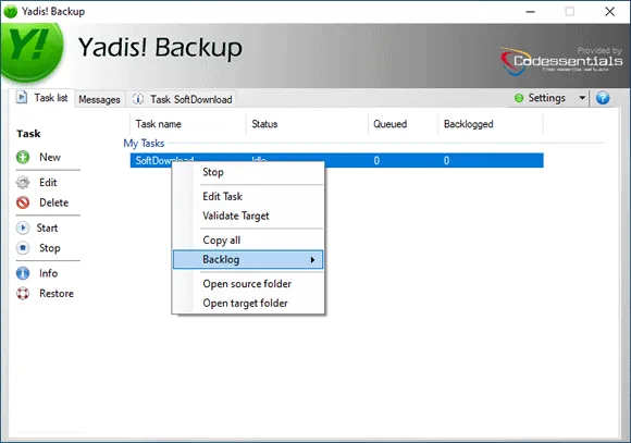 yadis backup