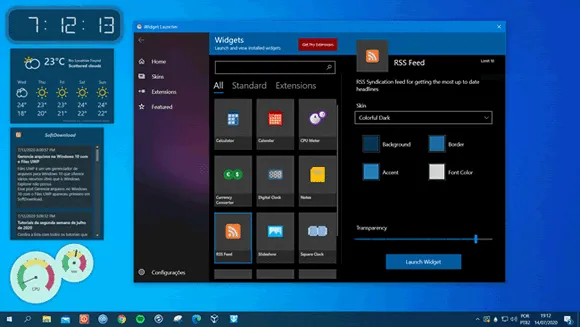 widget launcher previsao desktop