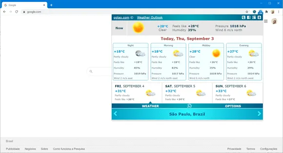 oplao weather chrome