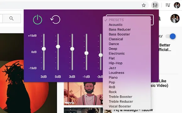 tab equalizer chrome