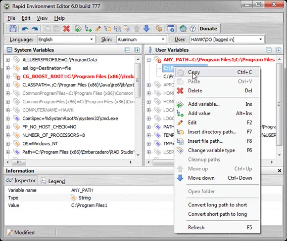 rapid enviroment variable