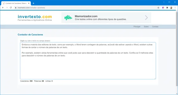 invertexto contador palavras
