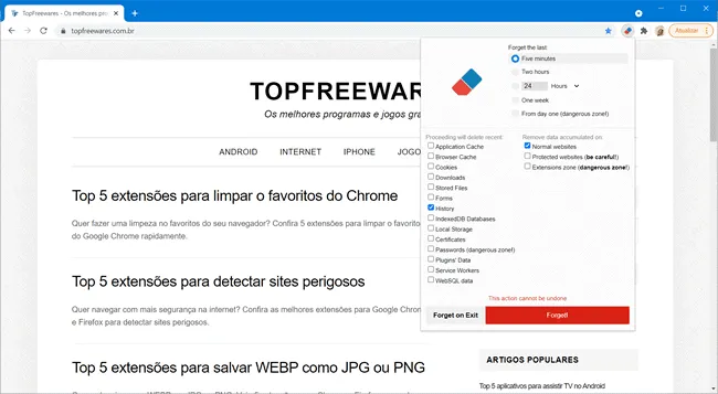 forget button chrome
