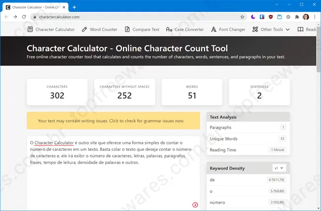 character calculator