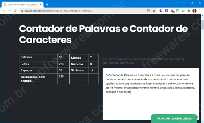 ciawebsite contador caracteres