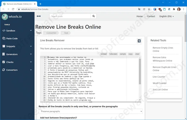 wtools remover quebra linha wtools remover quebra linha