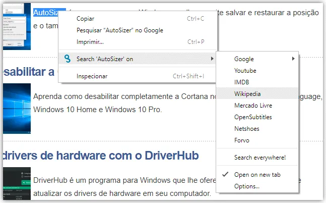 simple select search chrome top5 extensoes wikipedia