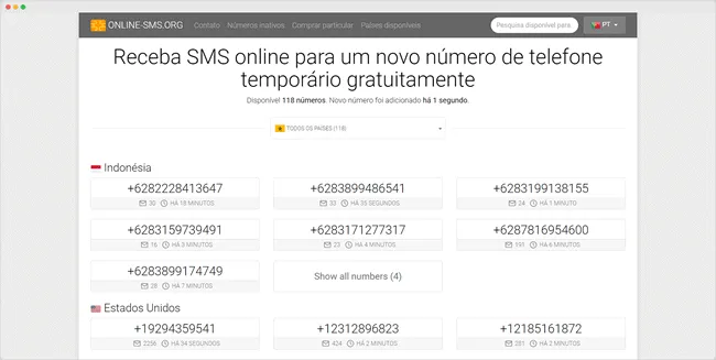 online sms top5 sites criar numeros telefones descartaveis